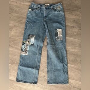abercrombie curve love high rise 90s relaxed patchwork jeans